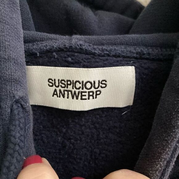 Suspicious Antwerp The Peacekeeper navy hoodie worldly patterns mens L grunge - Picture 5 of 6